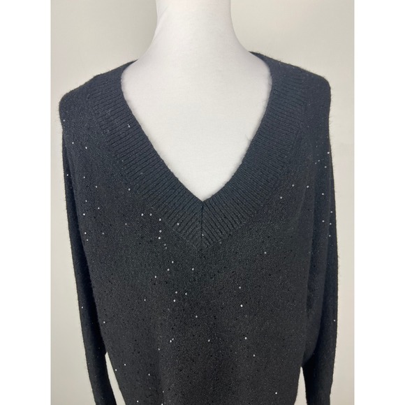 Primark Black Sequins V Neck Sweater Dress Women's Size M - Picture 14 of 16